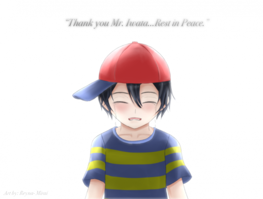 1boy artist_request blush earthbound facing_viewer iwata_satoru ness simple_background solo tears