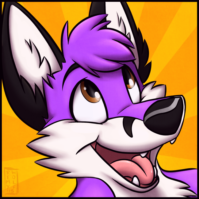 2015 ambiguous_gender anthro canine caylen fox fur mammal open_mouth purple_fur remywolf smile solo