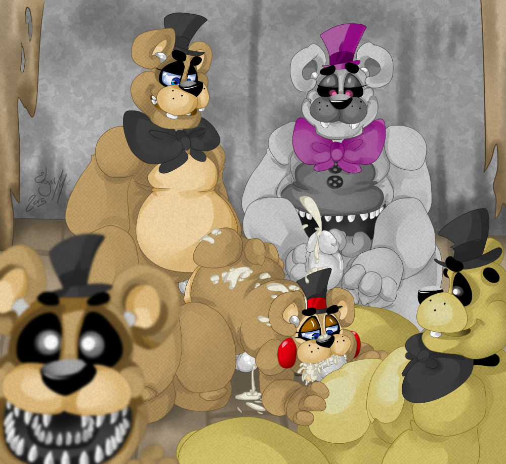 all_fours anal anal_penetration animatronic anthro bear bow butt chubby cum cum_everywhere cum_in_mouth cum_inside cum_on_back cum_on_face cum_on_ground cum_on_penis cum_on_stomach cum_on_tail cum_string cumshot double_penetration fellatio five_nights_at_freddy's five_nights_at_freddy's_2 foursome freddy_(fnaf) golden_freddy_(fnaf) group group_sex half-closed_eyes hand_on_butt hat headgear looking_at_viewer looking_down machine male male/male mammal messy mini_freddy_(fnaf) nightmare_fredbear_(fnaf) on_floor open_mouth oral orgasm penetration penis robot sex sharp_teeth sitting size_difference smile spread_legs spreading sucking teeth toy_freddy_(fnaf) unknown_artist video_games