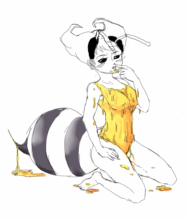 abdomen arthropod bee black_eyes blush clothing darkstalkers female honey insect monster monster_girl q-bee solo stinger swimsuit video_games