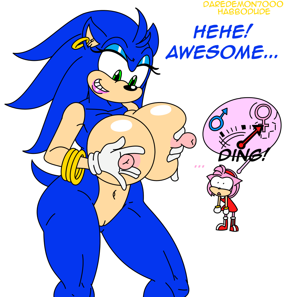 amy_rose anthro areola big_breasts breasts crossgender daredemon7000 duo english_text erect_nipples female habbodude hedgehog mammal nipples nude pussy sonic_(series) sonic_the_hedgehog text