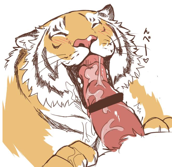 cum feline giraffe_(artist) mammal oral penis tiger