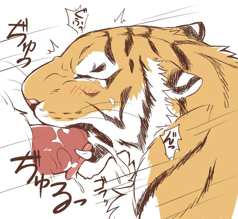 cum feline giraffe_(artist) male mammal oral tiger