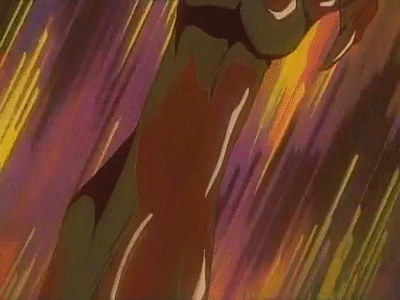 1girl alien_from_the_darkness animated animated_gif belly_button breasts brown_hair claw claws eyes_closed imminent_rape large_breasts navel nipples nude open_mouth restrained short_hair small_areolae small_nipples tentacle torn_clothes undressing