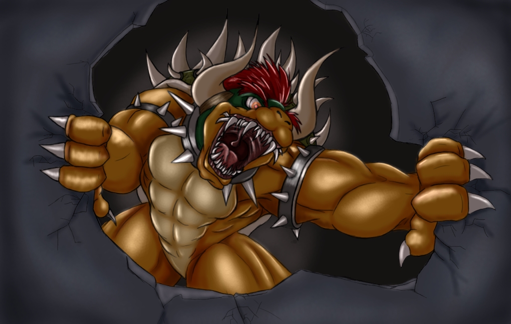 angry bowser giga_bowser mario_bros muscles nintendo shimmergloom video_games