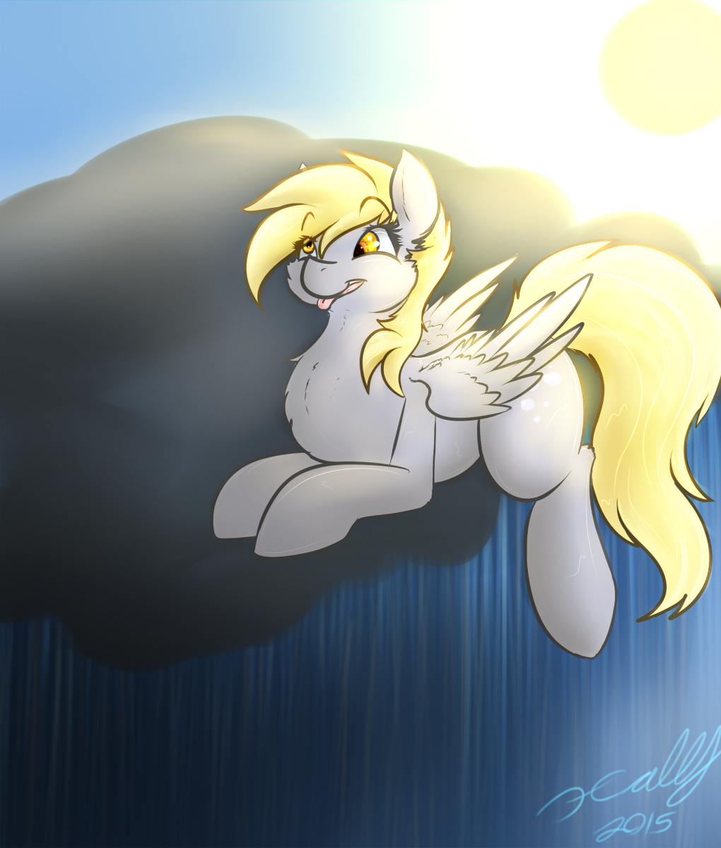 2015 amber_eyes cloud cloudscape derp derpy_hooves_(mlp) equine female feral flying friendship_is_magic mammal my_little_pony pegasus raining sky solo wings xilrayne