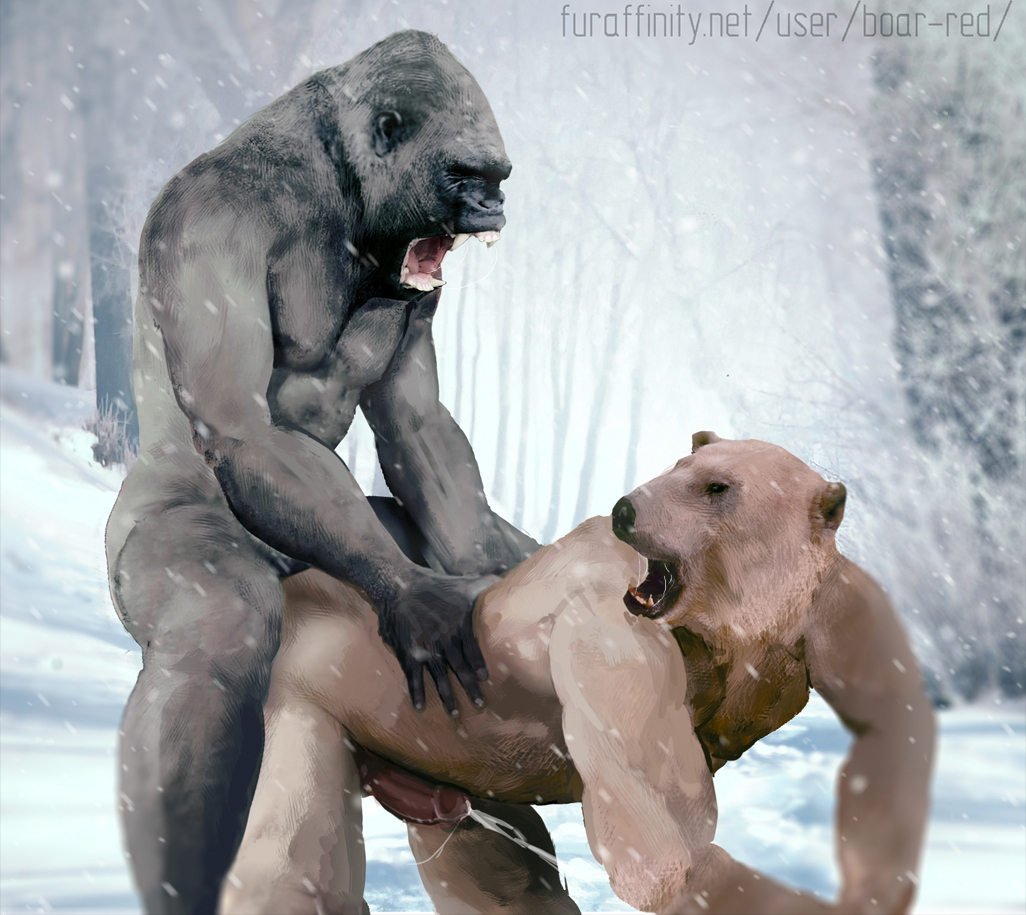 anal anal_penetration ape bear boar-red cum domination edit forest gorilla male male/male mammal muscles orgasm penetration photo_manipulation primate realistic tree winter