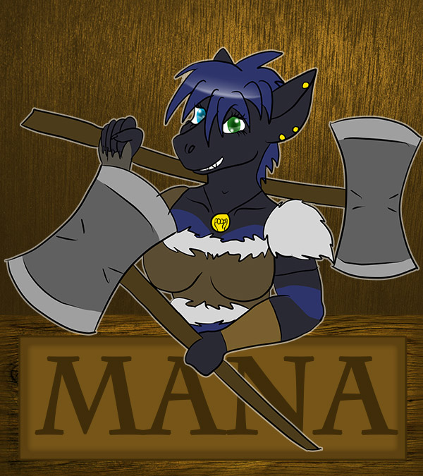 anthro armor axe barbarian biceps big_breasts bovine breasts bully cattle dragonmanmike female fish hair looking_at_viewer mammal mana marine melee_weapon muscles muscular_female shark warrior weapon