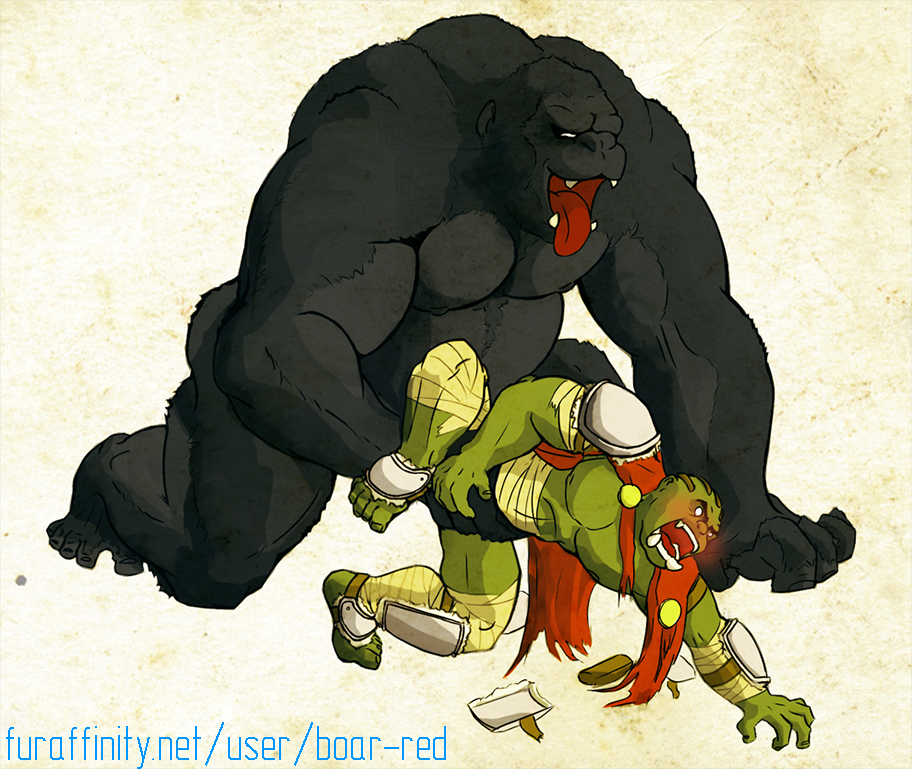 ape armor big_dom_small_sub blush boar-red chubby forced gorilla humanoid hunk male male/male mammal muscles orc primate rape size_difference warrior