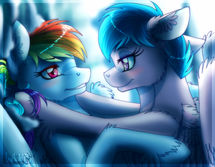 2015 blush cute duo equine eye_contact female feral firefly_(mlp) friendship_is_magic inuhoshi-to-darkpen mammal my_little_pony pegasus rainbow_dash_(mlp) wings