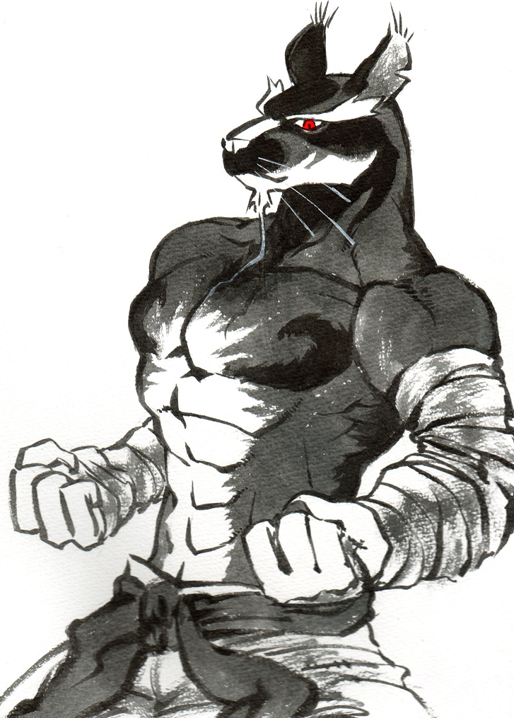 abs anthro bandage belt biceps claws clothed clothing fur half-dressed male mammal markings monochrome muscular pants pecs rat red_eyes rodent simple_background splinter standing teenage_mutant_ninja_turtles toned topless whiskers white_background zametsu666