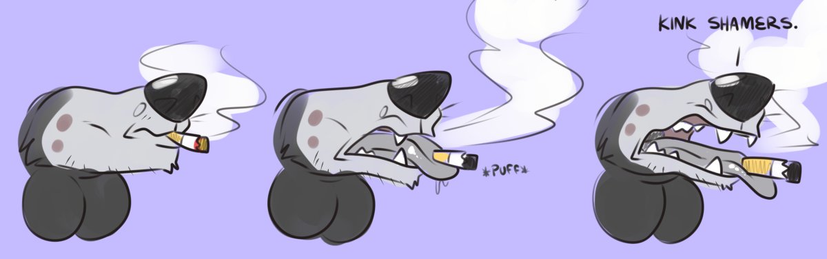 canine chin_balls cigarette crotch_mouth dialogue mammal smoke smoking toomuchdynamite wolf