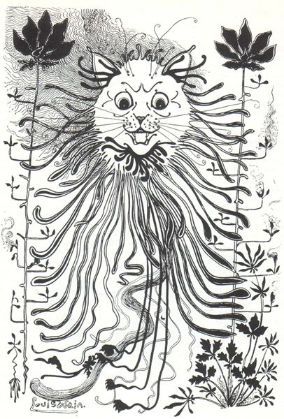 ambiguous_gender angry black_and_white cat feline hybrid license_info louis_wain low_res mammal monochrome open_mouth pen_(artwork) plant public_domain signature solo surreal tentacle_monster tentacles traditional_media_(artwork) what what_has_science_done