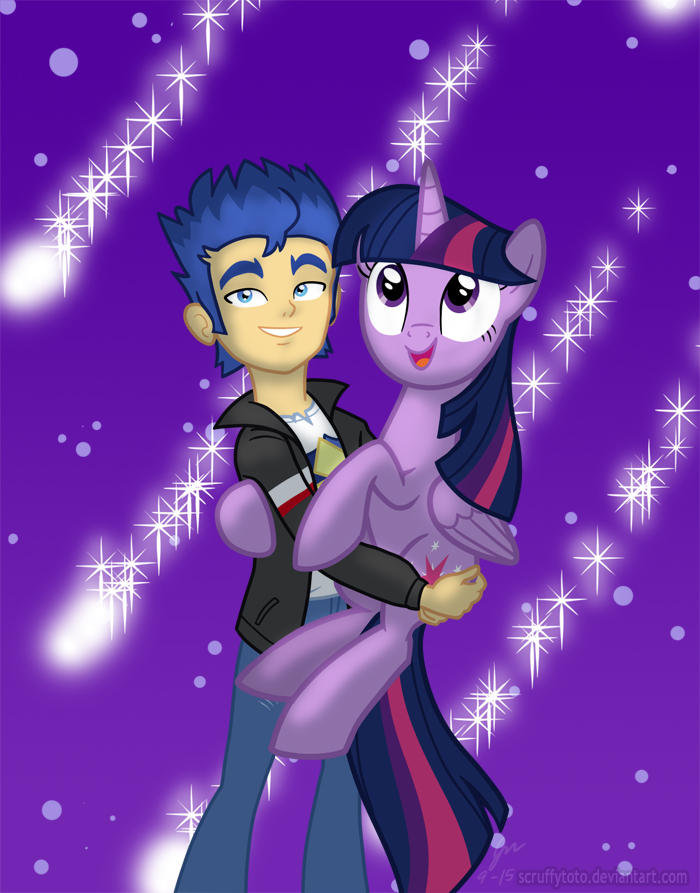 2015 blue_eyes blue_hair clothing cutie_mark equestria_girls equine female flash_sentry_(eg) friendship_is_magic hair holding horn human male mammal my_little_pony purple_eyes purple_hair scruffytoto shooting_star sparkles star twilight_sparkle_(mlp) winged_unicorn wings