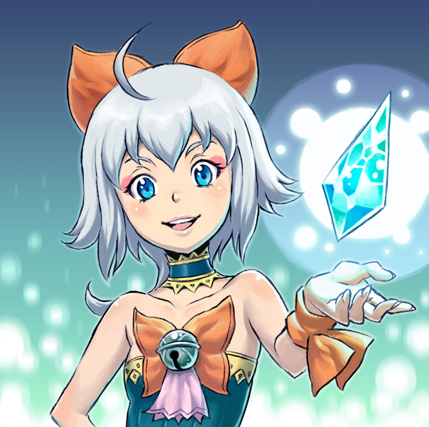 bell blue_eyes choker crystal final_fantasy final_fantasy_crystal_chronicles final_fantasy_crystal_chronicles:_echoes_of_time hoby sherlotta silver_hair smile solo