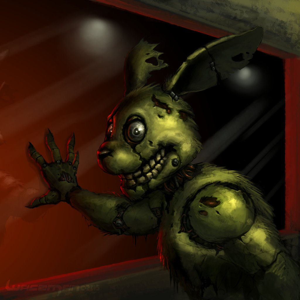 ambiguous_gender animatronic creepy five_nights_at_freddy's five_nights_at_freddy's_3 lagomorph looking_at_viewer machine mammal rabbit robot scary solo springtrap teeth the-ht-wacom-man video_games