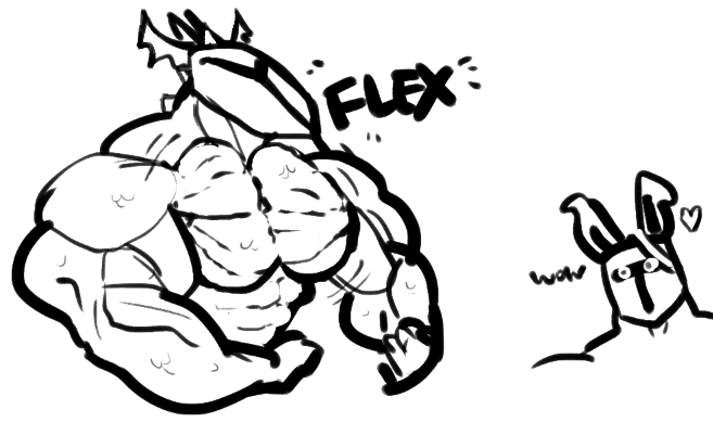 &lt;3 abs armor biceps big_muscles clothed clothing dragon duo half-dressed helmet lagomorph male mammal monochrome muscular pecs rabbit rg01 rg02 ripped-saurian scalie sketch text topless undertale