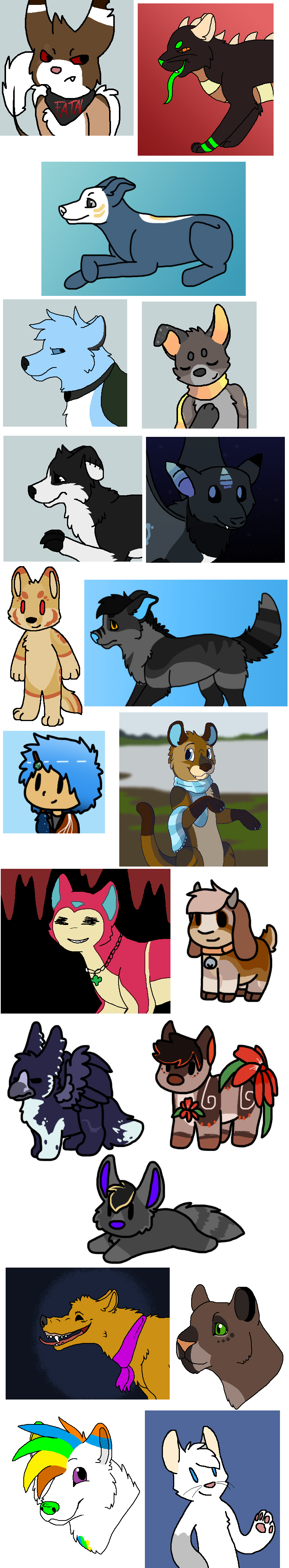 2014 absurd_res aliasing ambiguous_gender angry anthro avian back_spikes barette bat beak bell bell_collar big_claws black_body black_claws black_fur black_kerchief black_neckerchief black_nose black_sclera blue_background blue_body blue_eyes blue_feathers blue_fur blue_hair blue_inner_ear blue_markings blue_nose blue_scarf bluekyokitty bovid brown_body brown_fur brown_hooves brown_markings bust_portrait canid canine canis caprine cel_shading chibi circle_eyebrows claws clothing collar digital_drawing_(artwork) digital_media_(artwork) domestic_dog dot_eyes empty_eyes eye_scar eyebrows eyes_closed facial_scar fangs feathered_wings feathers featureless_crotch felid feral feral_with_hair flat_colors floppy_ears full-length_portrait fur generation_3_pokemon goat green_eyebrows green_eyes green_markings green_nose green_tongue grey_background grey_beak grey_body grey_collar grey_fur grey_horn gryphon hair half-length_portrait handpaw head_tuft headshot_portrait hi_res hindpaw hooves horn human jewelry kerchief lion long_image long_tongue looking_at_viewer lop_ears lying mammal markings megabat mostly_nude multiple_images mustelid mythological_avian mythology narrowed_eyes neckerchief necklace nintendo one_ear_up orange_collar orange_eyes orange_inner_ear otter pantherine pattern_clothing pattern_scarf pawpads paws pink_body pink_fur pink_pawpads plantigrade pokemon pokemon_(species) portrait pupils purple_eyes purple_scarf raised_tail red_background red_eyes scar scared scarf scarf_only scut_tail sebdoggo shaded short_tail simple_background skitty slit_pupils smile snout spikes spikes_(anatomy) standing striped_clothing striped_scarf stripes tail tail_tuft tall_image tan_body tan_fur tan_markings tapered_tongue teeth text_on_neckerchief tongue tongue_out tuft whiskers white_body white_fur white_nose wings wolf yellow_markings