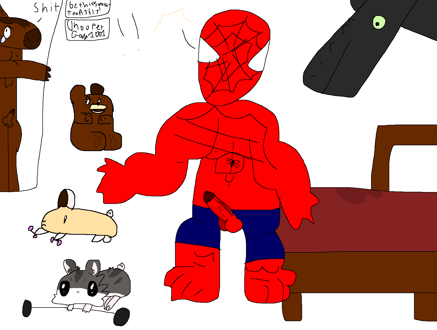 dancing_toothless_(meme) five_nights_at_freddy's freddy_fazbear hamster highres horse marvel meme non-web_source spider-man_(series) toothless
