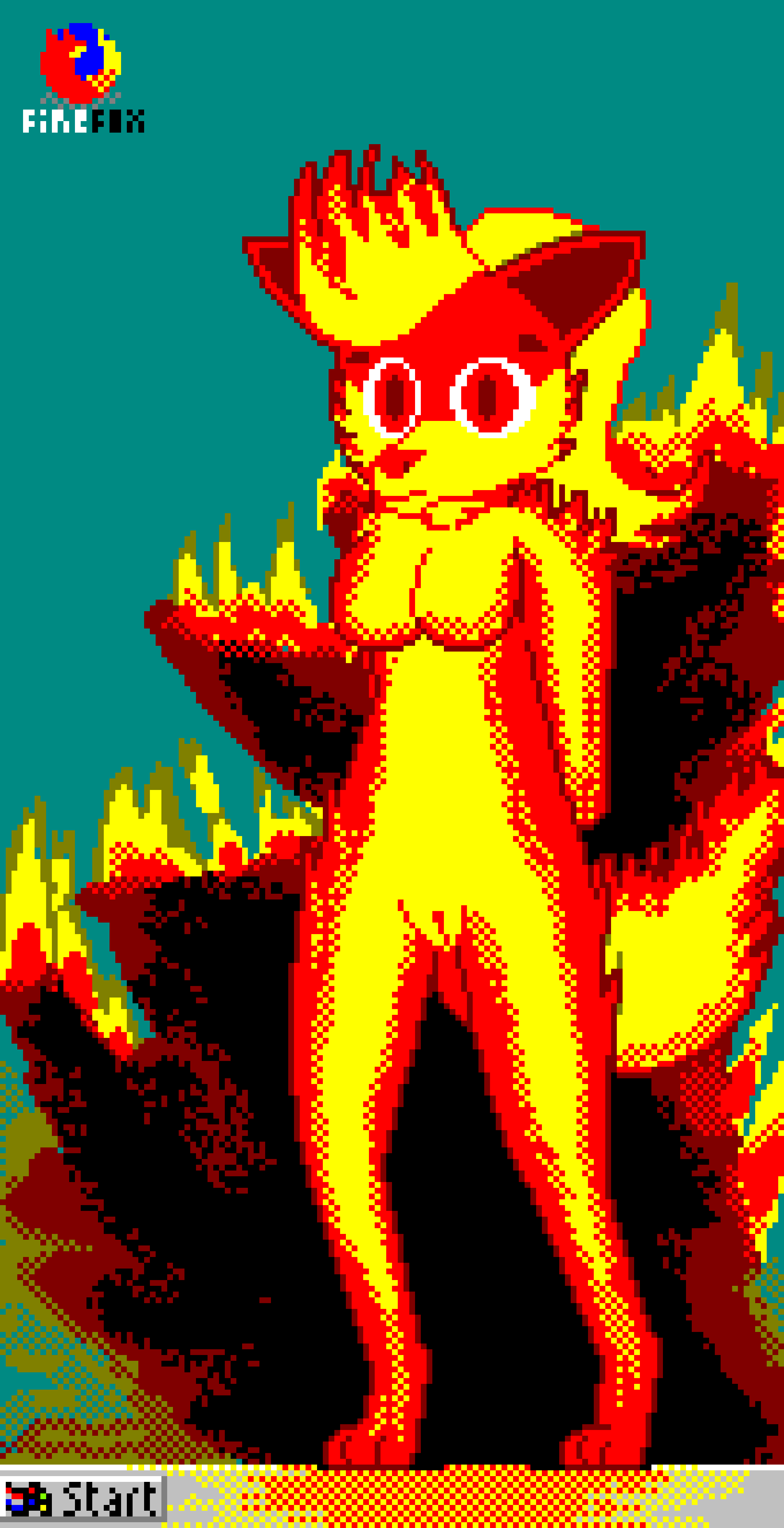 absurd_res anthro breasts canid canine derp_eyes digital_media_(artwork) female fire firefox fox hi_res hrelterskrelter humor mammal microsoft microsoft_windows pixel_(artwork) solo windows_95