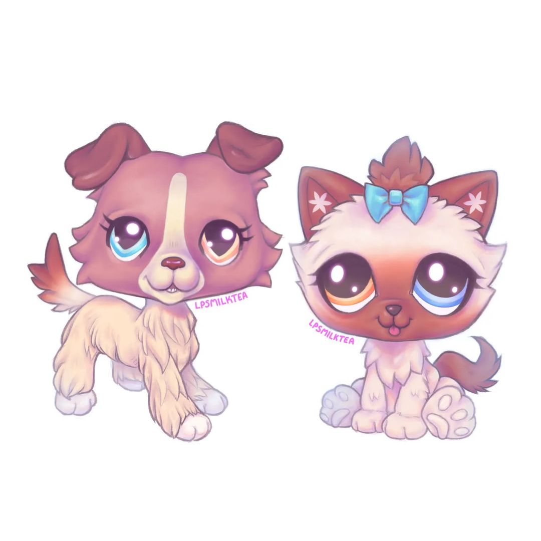 accessory all_fours ambiguous_gender blep bow_ribbon canid canine canis collie domestic_cat domestic_dog duo felid feline felis feral floppy_ears hair_accessory hair_bow hair_ribbon hasbro herding_dog heterochromia himalayan_cat littlest_pet_shop lps_1262 lps_4_(g7) lpsmilktea mammal on_model pastoral_dog pawpads paws prick_ears ribbons sheepdog sitting tongue tongue_out