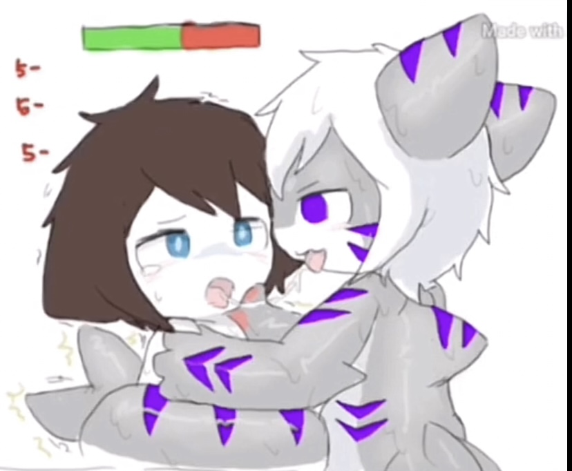 anthro bodily_fluids breasts changed_(video_game) duo ender_(character) endervr female fish french_kissing human kissing male male/female mammal marine puro_(changed) purple_eyes saliva saliva_string shark the_shark_(changed) tongue tongue_out
