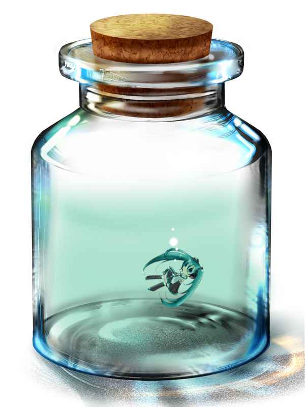 3d air_bubble aqua_eyes aqua_hair bad_id bad_pixiv_id bottle bubble cork deep_sea_girl detached_sleeves hatsune_miku in_bottle in_container jar kotobano long_hair skirt solo submerged thighhighs twintails very_long_hair vocaloid water zettai_ryouiki