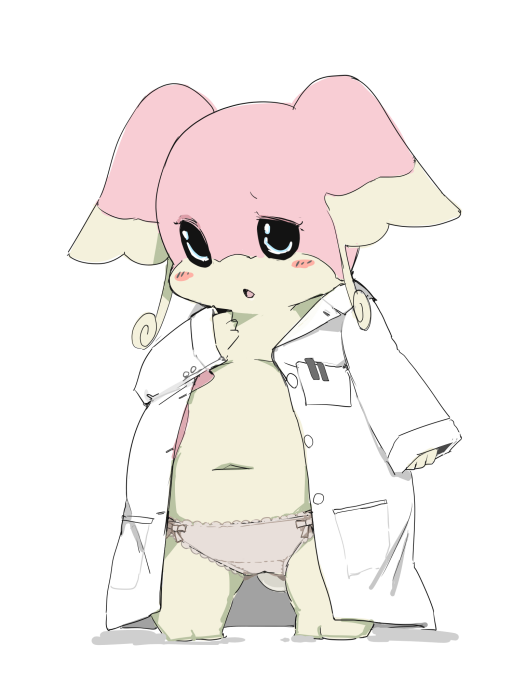 audino blush clothing female lab_coat looking_at_viewer navel nintendo panties pok&eacute;mon pose solo standing underwear video_games yatosuke