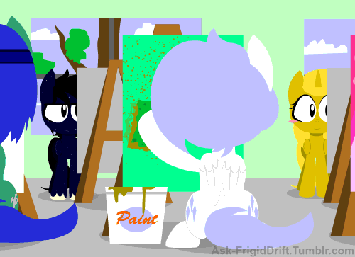 animated art_class black_hair black_skin blonde_hair blush canvas cute cutie_mark earth_pony equine fan_character female feral frigid_drift golden_ticket group hair horn horse male mammal my_little_pony paint painting palette_swap pegasus penguinpotential pony red_hair sponge unicorn winged_unicorn wings
