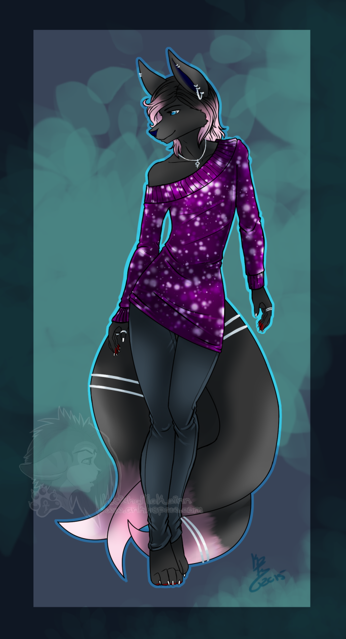 anthro canine clothing fox girly jewelry keisha_makainn male mammal patreon piercing sweater_dress tail_rings xeno_(character) xenophon_(character)