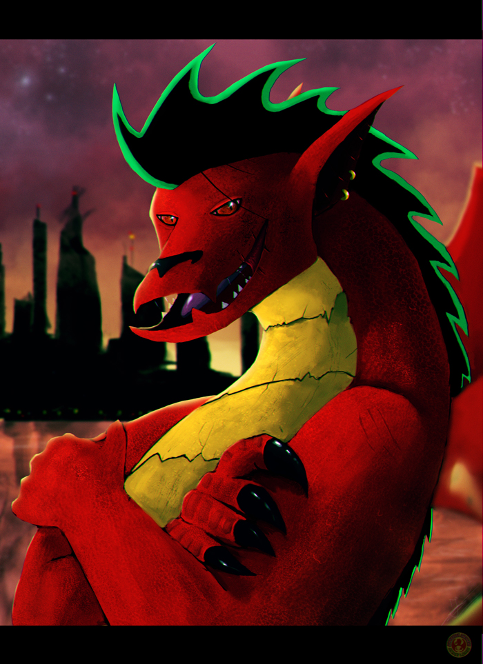 american_dragon:_jake_long anthro claws disney dragon dragonborn91 ear_piercing jake_long looking_at_viewer male open_mouth piercing scalie smile solo