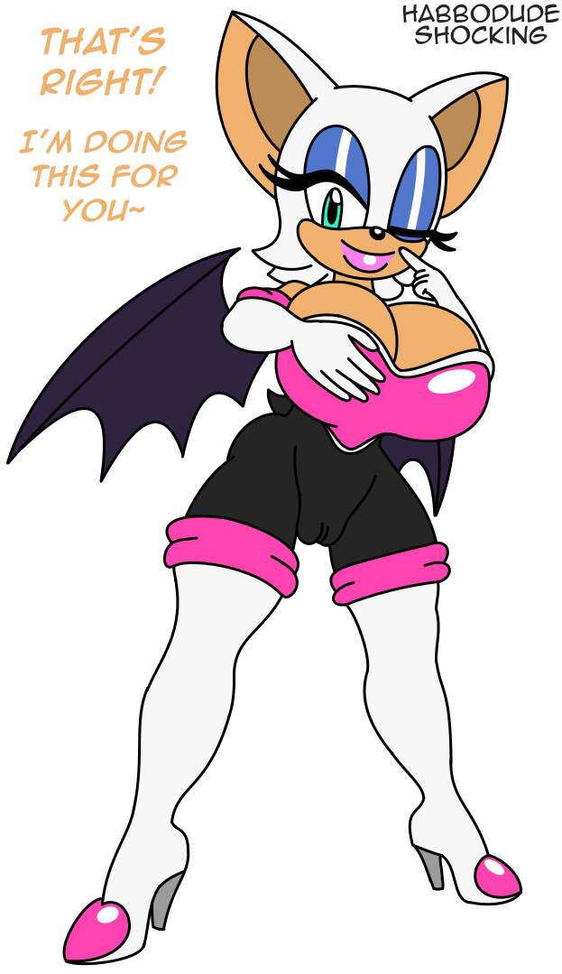 2015 anthro bat big_breasts breasts cleavage clothed clothing english_text female habbodude huge_breasts mammal rouge_the_bat shocking_(artist) solo sonic_(series) text
