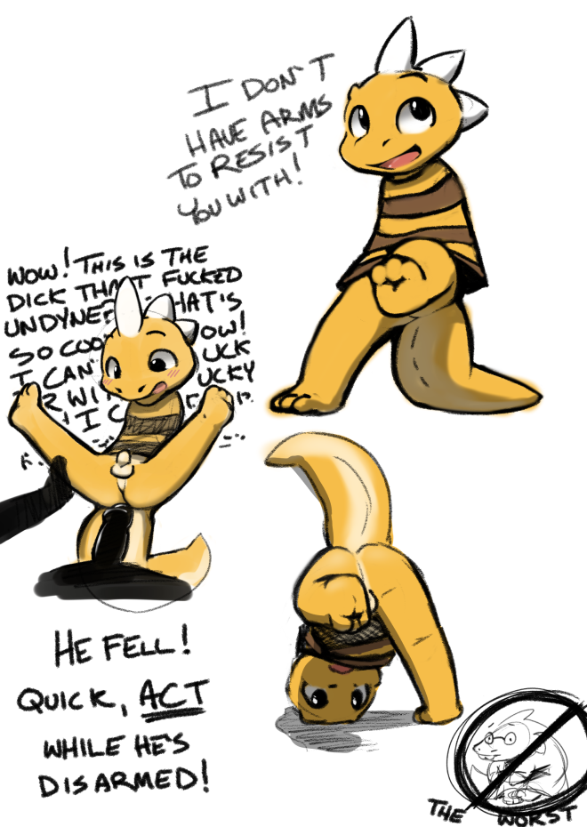 2015 alphys balls child clothing cub english_text harmarist male monster_kid penis text undertale video_games young