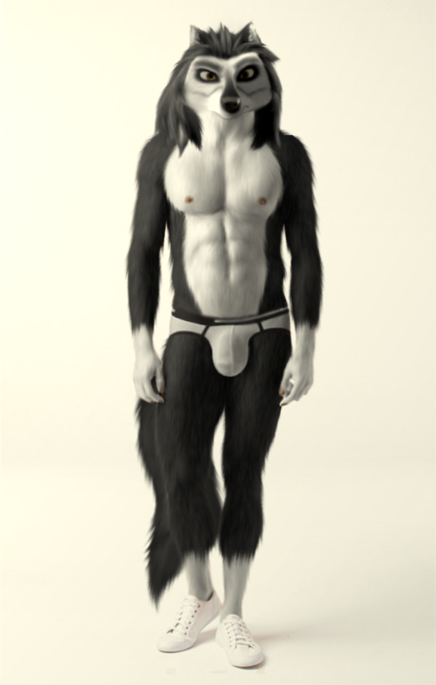 abs alpha_and_omega anthro anthrofied bulge canine clothing converse edit hair hutch long_hair male mammal nipples oystercatcher7 pecs photo_manipulation photomorph underwear wolf