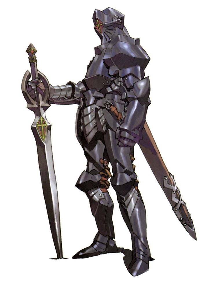 armor behind_back cross from_side full_armor full_body greatsword grey_(valkyrie_profile) male_focus official_art scabbard sheath simple_background solo standing sword valkyrie_profile weapon white_background yoshinari_kou yoshinari_you