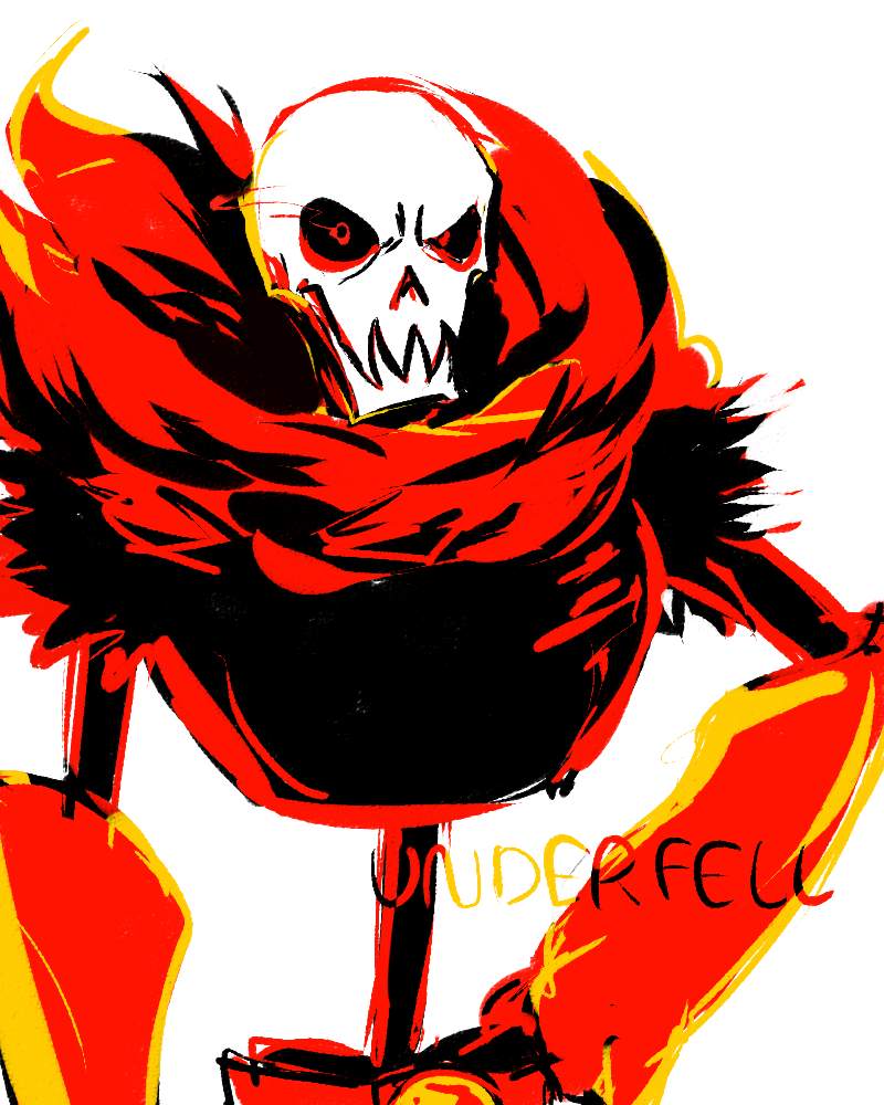 bone chibimu english_text looking_at_viewer papyrus_(underfell) simple_background skeleton text underfell undertale video_games white_background