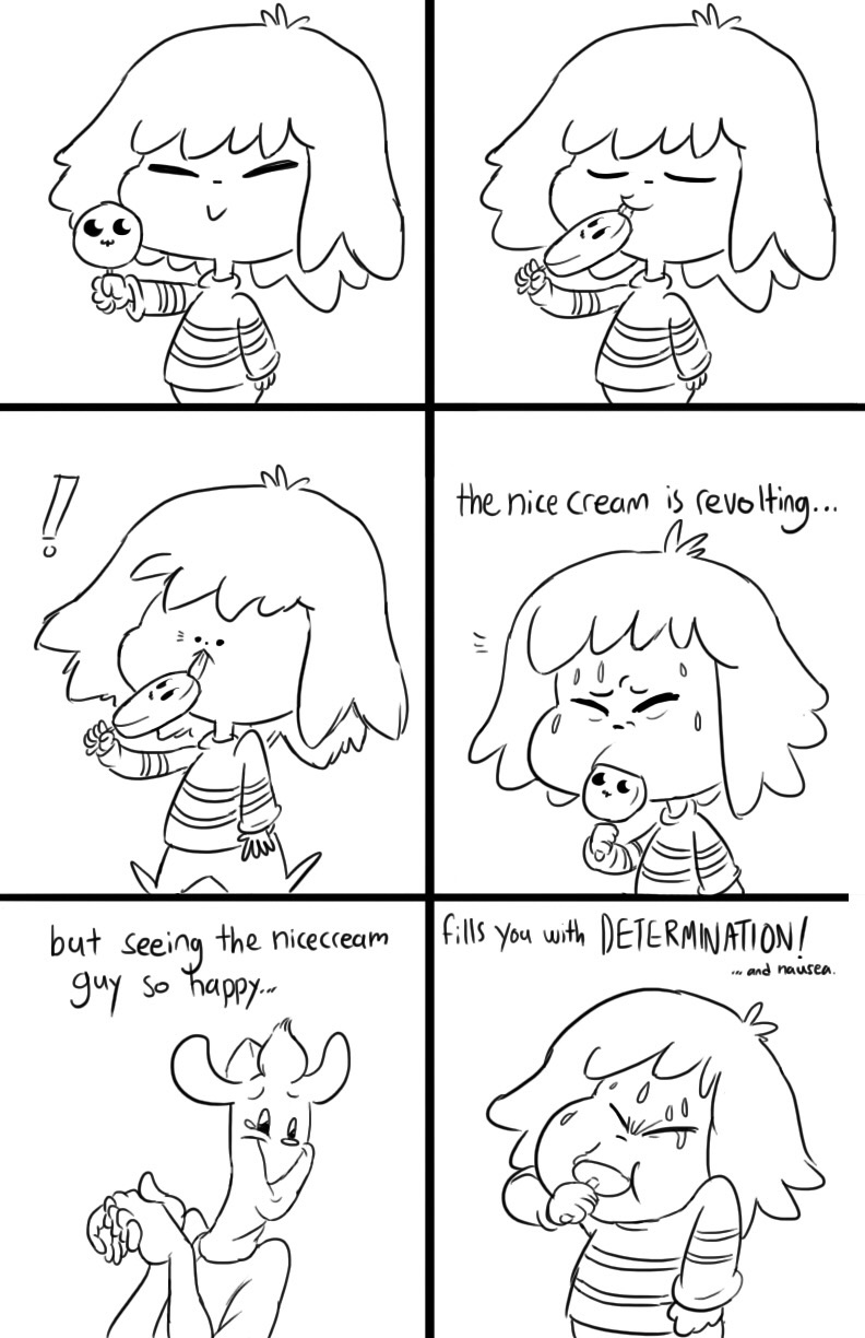 ! 2015 comic dessert duo food frisk happy havesomemoore ice_cream licking male monochrome nicecream_man protagonist_(undertale) snow text tongue tongue_out undertale video_games young