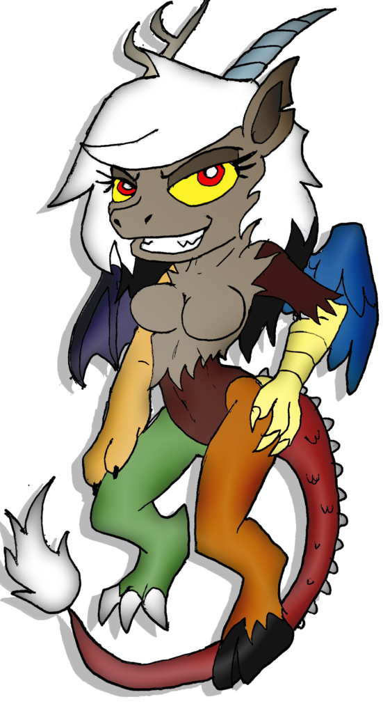 alpha_channel anthro bluewolfavenger chaos discord_(mlp) draconequus equine eris featureless_breasts female friendship_is_magic grin hand_on_hip horse hybrid mammal my_little_pony pony queen red_eyes royalty simple_background smile solo teeth transparent_background yellow_sclera