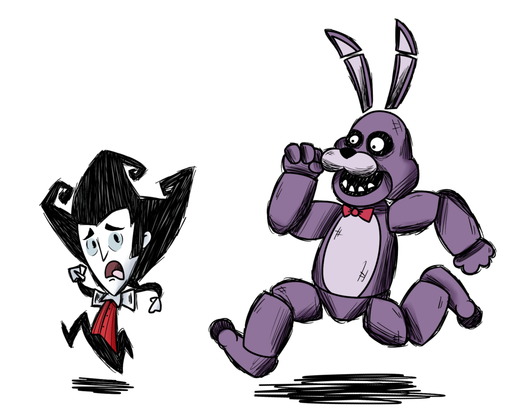 alpha_channel bonnie_(fnaf) don't_starve duo five_nights_at_freddy's human lagomorph mammal rabbit running scared video_games wilson_(don't_starve)