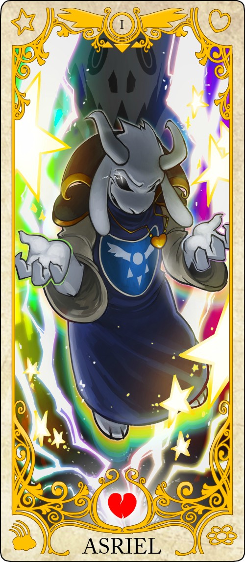 asriel_dreemurr caprine card dogbomber goat mammal tarot_card undertale video_games