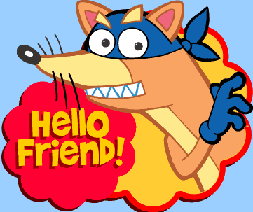 ! anthro blue_background canine clothing english_text fox fur gloves looking_at_viewer low_res male mammal mask orange_fur simple_background solo swiper teeth text unknown_artist