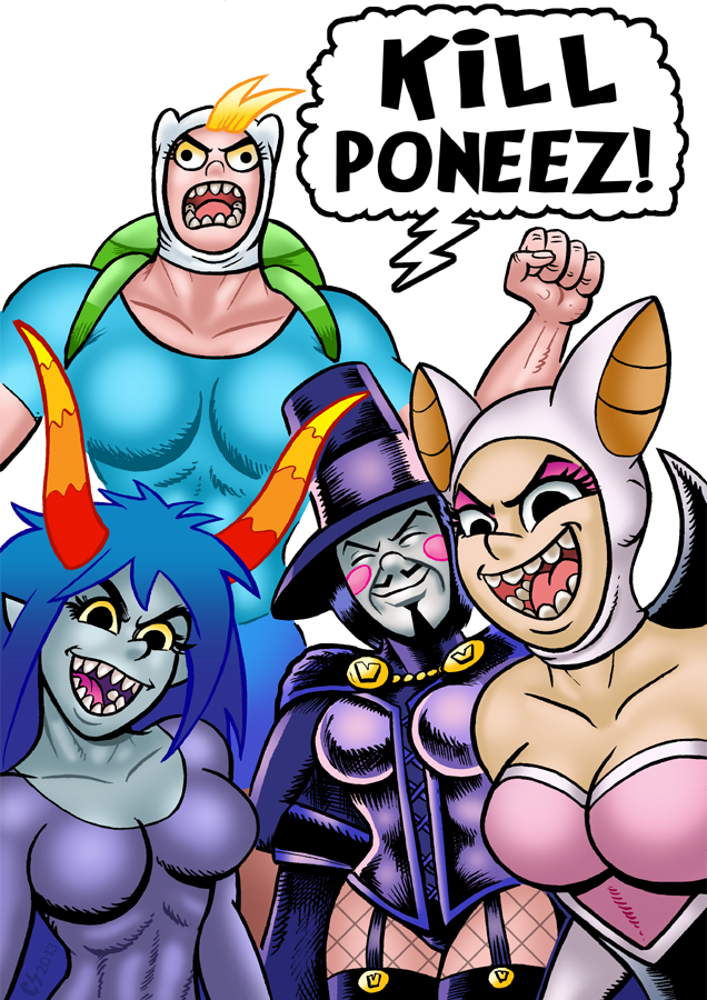 ! abs adventure_time adventureslut angry bat black_eyes blonde_hair blue_hair blush breasts cleavage clothed clothing curtsibling digital_media_(artwork) english_text eyebrows eyelashes eyes_closed female fionna_the_human grin group guy_fawkes hair hat homestuck horn human humanoid legwear looking_at_viewer makeup mammal mask ms_paint_adventures open_mouth rouge_the_bat shirt sonic_(series) sonicslut speech_bubble stockings teeth text tongue troll trollslut underwear vendettaslut white_sclera yellow_sclera
