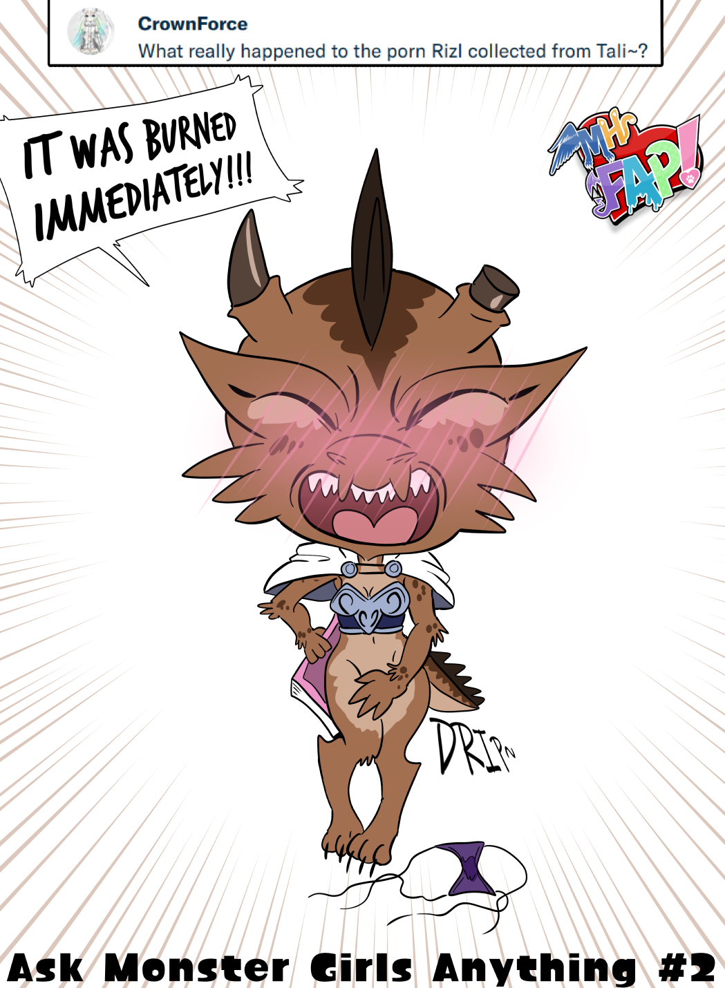 2018 anthro armor blush chibi clothing comic dialogue digital_media_(artwork) female horn kobold lizard mhfap! monster_girl_(genre) punishedkom reptile rizl scales scalie simple_background solo