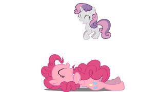 2013 bouncing cutie_mark duo earth_pony equine eyes_closed female feral friendship_is_magic fur hair horn horse jumping low_res mammal my_little_pony open_mouth pink_fur pink_hair pinkie_pie_(mlp) pony purple_hair simple_background sweetie_belle_(mlp) tiredbrony unicorn white_background white_fur