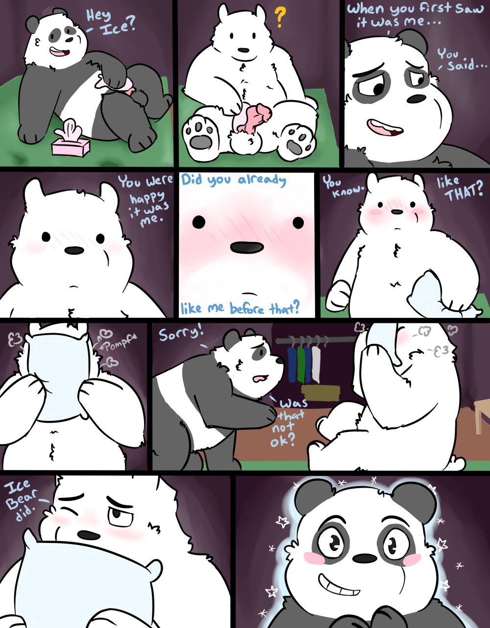 after_sex balls bear blush comic duo graft_(artist) hi_res ice_bear male male/male mammal panda panda_(character) penis polar_bear tissues we_bare_bears