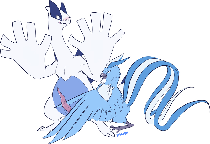 ambiguous_gender articuno avian bird blush cute duo erection feral feral_on_feral jazz_hands larger_male legendary_pok&eacute;mon lugia maim male nintendo penis pok&eacute;mon size_difference teasing video_games