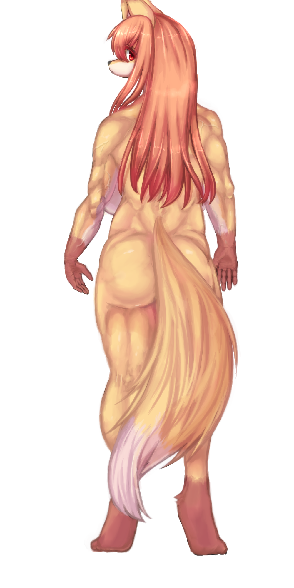 ???? artist_request canine female fox furry hi_res long_hair mammal nude red_eyes red_hair solo