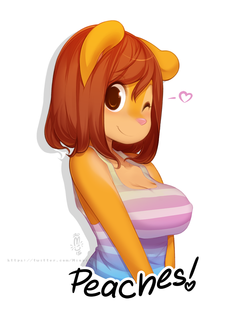 anthro big_breasts breasts clothing cute looking_at_viewer mammal miu one_eye_closed peaches_(miu) rodent solo squirrel wink