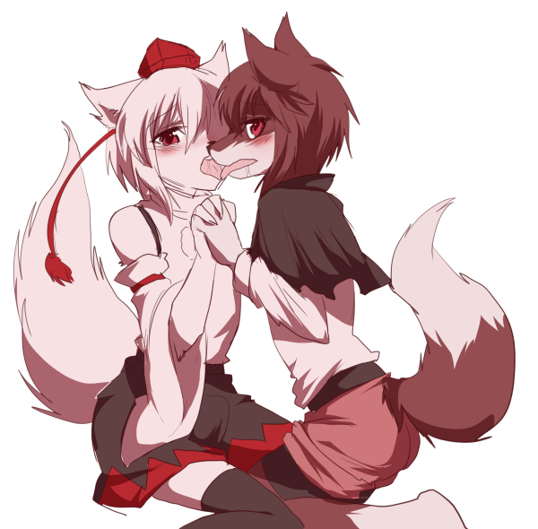 canine dog duo female imaizumi_kagerou mammal momiji_inubashiri touhou 瑠璃燕@コミケ３日目q38a