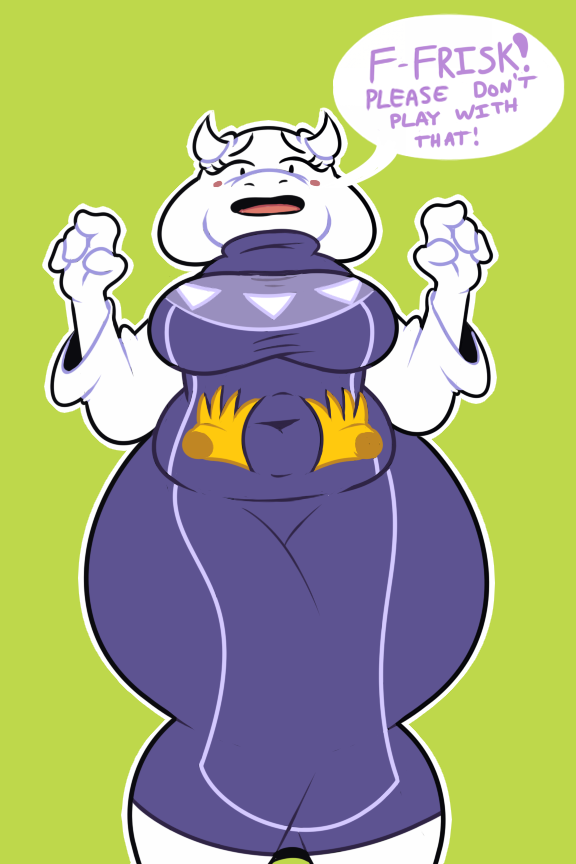 anthro belly big_belly big_breasts boss_monster breasts caprine chubby clothing female fur goat hair horn huge_breasts mammal monster official-shitlord open_mouth toriel undertale video_games